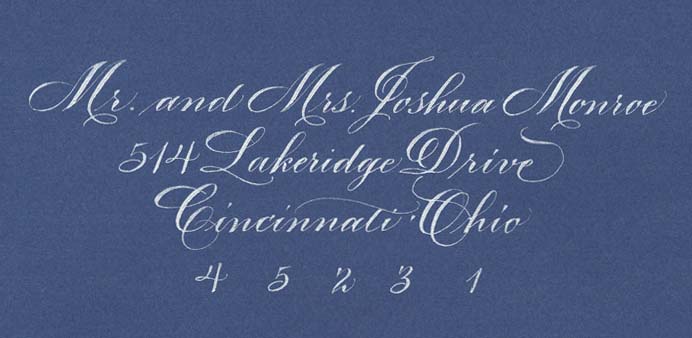 Copperplate on Colored Envelope